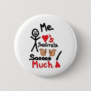 Squirrel Lover Cartoon Pinback Button