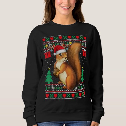 Squirrel Lover Santa Hat Matching Ugly Squirrel Ch Sweatshirt