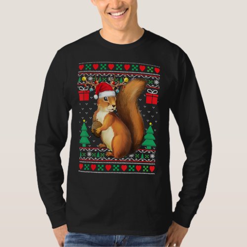 Squirrel Lover Santa Hat Matching Ugly Squirrel Ch T_Shirt