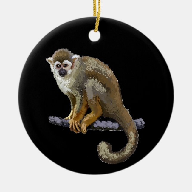 Squirrel Monkey Ceramic Ornament (Front)