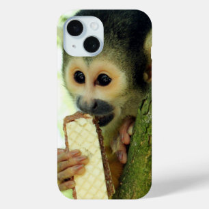 Squirrel Monkey Eating a Wafer Biscuit iPhone 15 Case