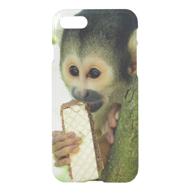 Squirrel Monkey Eating a Wafer Biscuit Uncommon iPhone Case (Back)