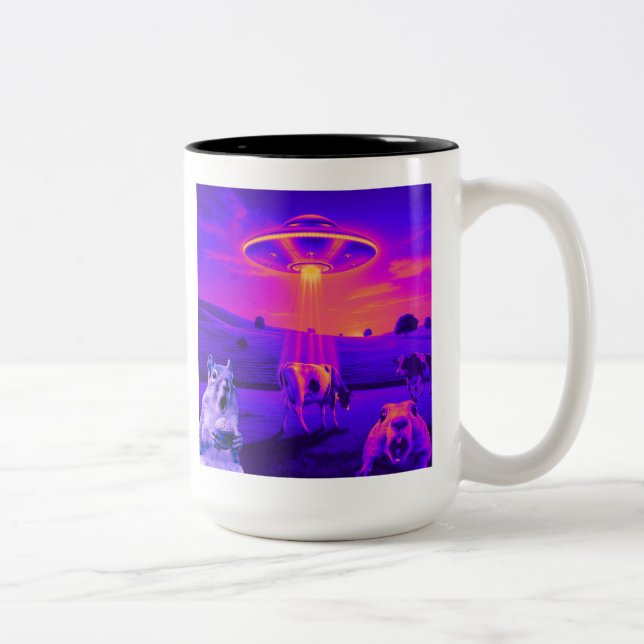 squirrel mug ufo cow abduction funny 15oz mug (Right)