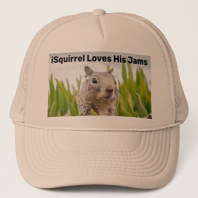 Squirrel Music Lover Music Jams Trucker Hat (Front)