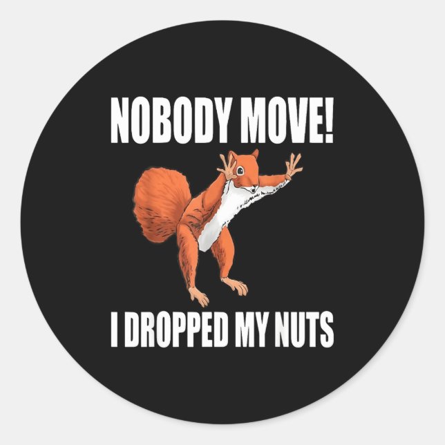 Squirrel Nobody Move I Dropped My Nuts  Classic Round Sticker (Front)