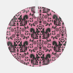 Squirrel Nordic Scandinavian Folk Art Glass Ornament