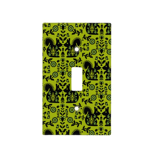 Squirrel Nordic Scandinavian Folk Art       Light Switch Cover (Front)