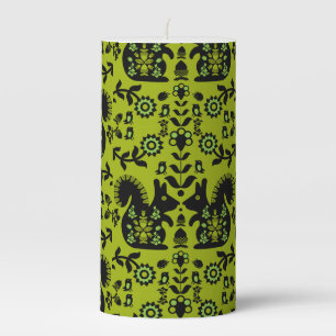 Squirrel Nordic Scandinavian Folk Art       Pillar Candle