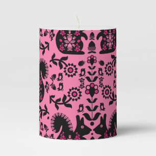 Squirrel Nordic Scandinavian Folk Art Pillar Candle