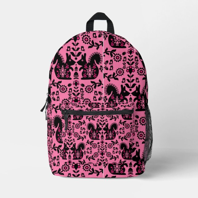 Squirrel Nordic Scandinavian Folk Art     Printed Backpack (Front)
