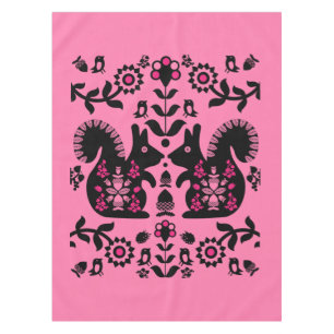 Squirrel Nordic Scandinavian Folk Art Tableclot Tablecloth