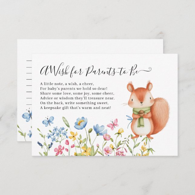 Squirrel Nutkin Wish for Parents-To-Be Shower  Enclosure Card (Front/Back)