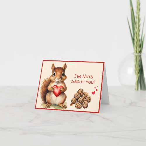 Squirrel Nuts About You Valentines Day  Holiday Card