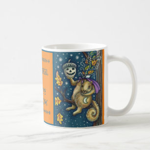 SQUIRREL OF SLEEPY HOLLOW & ACORN, FUNNY HALLOWEEN COFFEE MUG