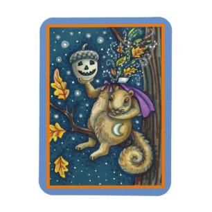 SQUIRREL OF SLEEPY HOLLOW & ACORN, FUNNY HALLOWEEN MAGNET