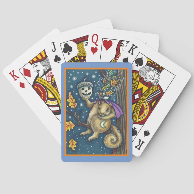 SQUIRREL OF SLEEPY HOLLOW & ACORN, FUNNY HALLOWEEN POKER CARDS (Back)