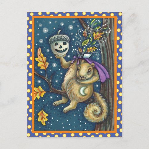 SQUIRREL OF SLEEPY HOLLOW  ACORN FUNNY HALLOWEEN POSTCARD