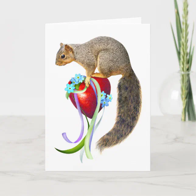Squirrel Old-Fashioned Valentine's Day Card (Front)