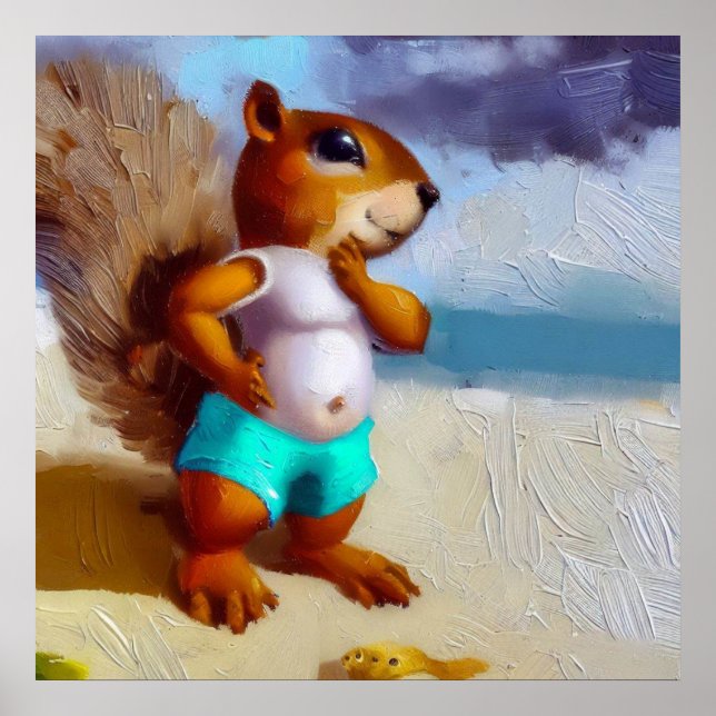 Squirrel On A Beach Poster (Front)
