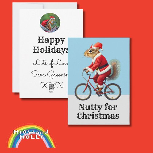 Squirrel on a bike Christmas card bicycle nut 
