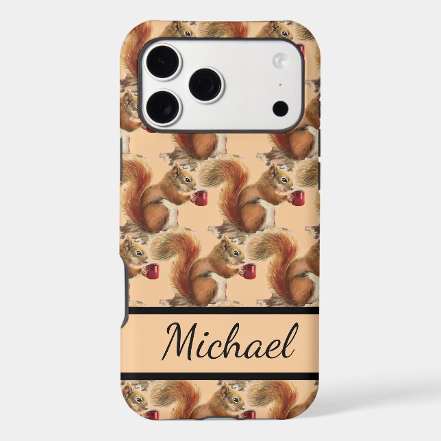 Squirrel on Coffee Fun Life Attitude  Customize  iPhone Case (Back)
