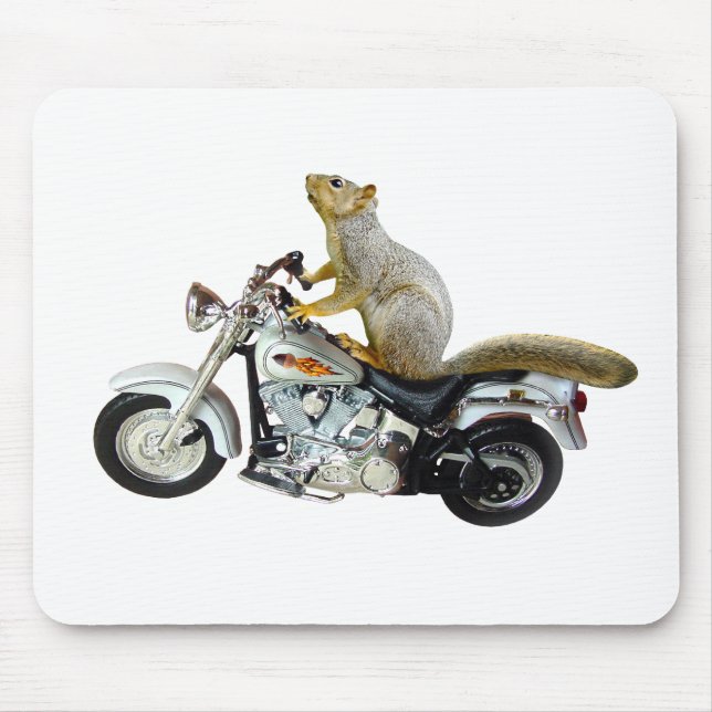 Squirrel on Motorcycle Mouse Pad (Front)