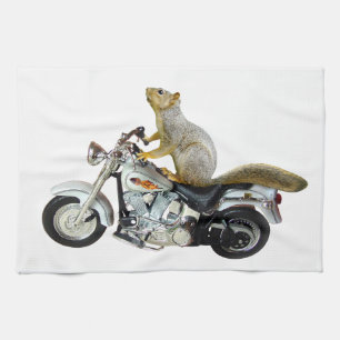 Squirrel on Motorcycle Towel