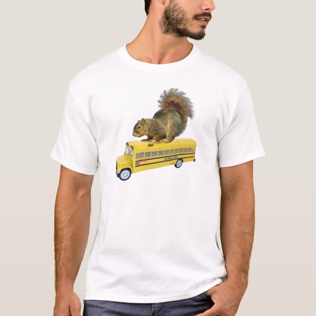 Squirrel on School Bus T-Shirt (Front)