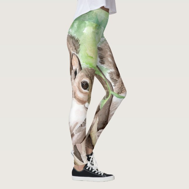 Squirrel on Your Pants Art Workout Leggings (Right)