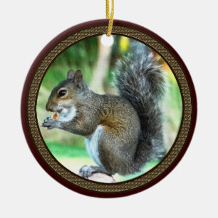 Squirrel Ornaments Encircled by Acorns