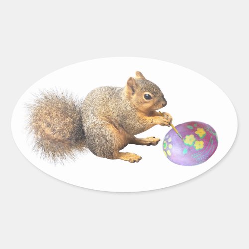 Squirrel Painting Easter Egg Sticker