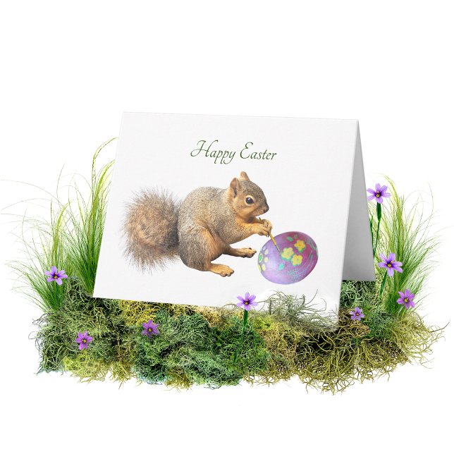 Squirrel Painting Egg Easter Card (Creator Uploaded)