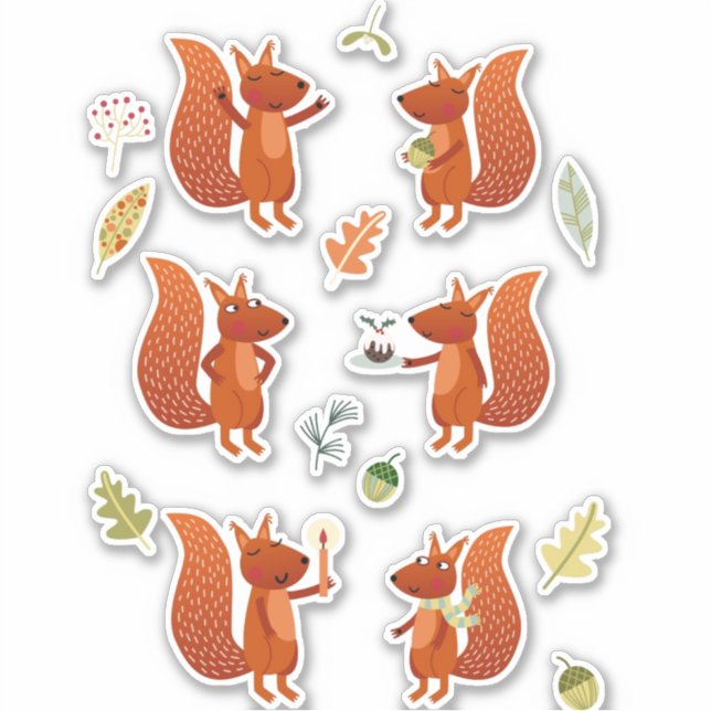Squirrel Party Cute  Sticker (Front)