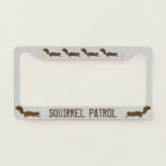 Squirrel Patrol | Crazy Cool Custom Squirrely License Plate Frame<br><div class="desc">Squirrel Patrol Funny Awesome License Plate Frame with Running Squirrel Silhouettes. Text can be personalized. A fun license plate cover for squirrel fans. Visit Jenn's Doodle World for more cool auto accessories for animal lovers.</div>