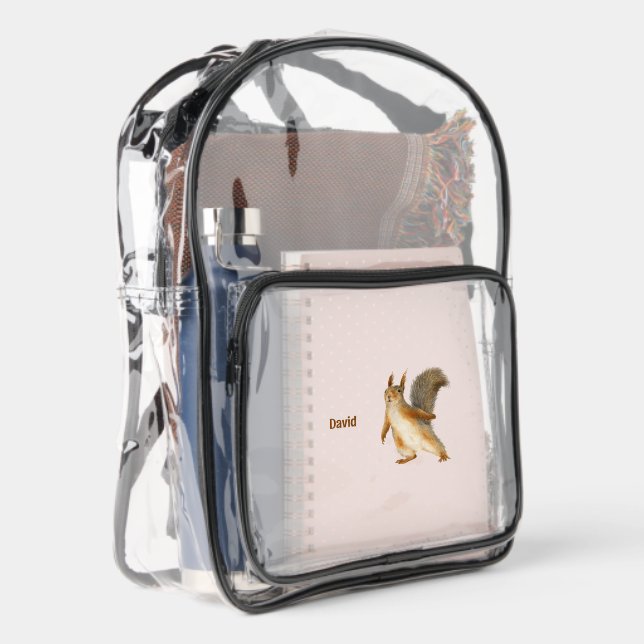 Squirrel Personalized  Clear Backpack (Right)