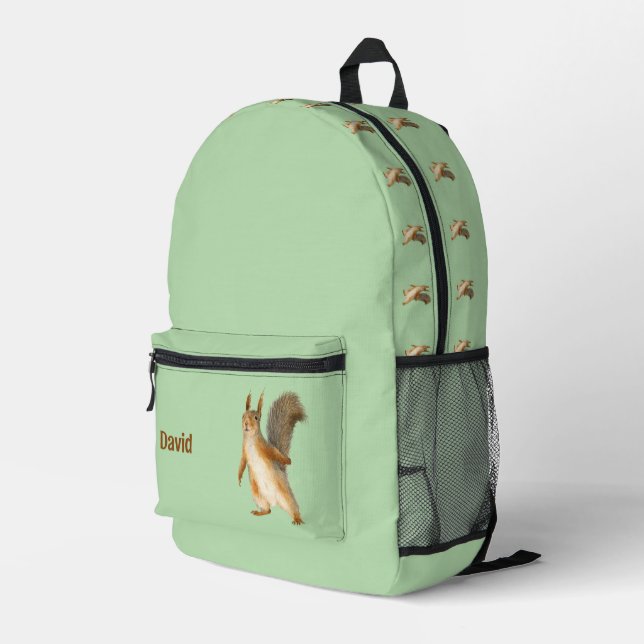 Squirrel Personalized  Printed Backpack (Back Corner Right)