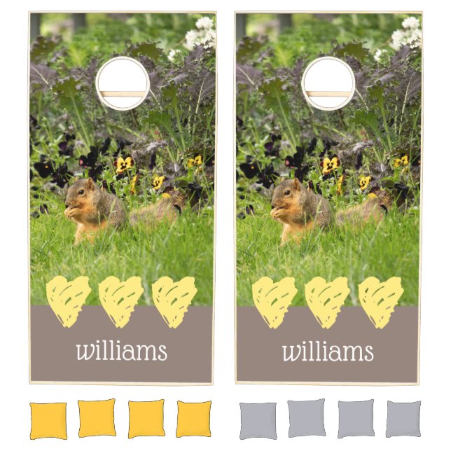 Squirrel Photo and Hearts Cornhole Set (Set)