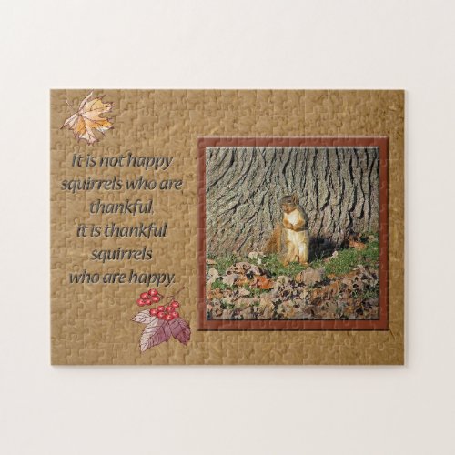 Squirrel Photo Thankful Quote Jigsaw Puzzle
