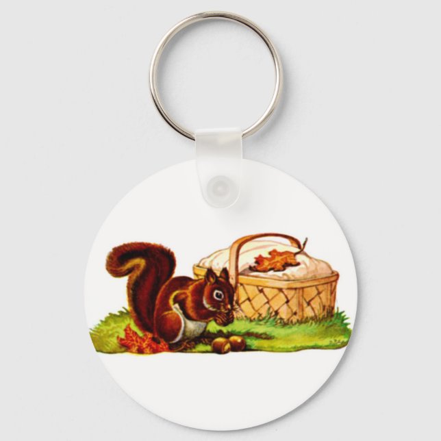 Squirrel Picnic Keychain (Front)