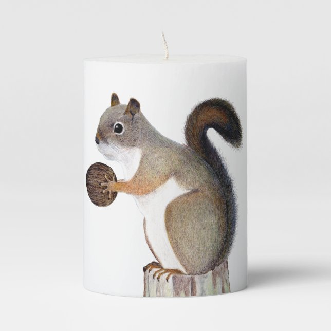 Squirrel Pillar Candle (Front)