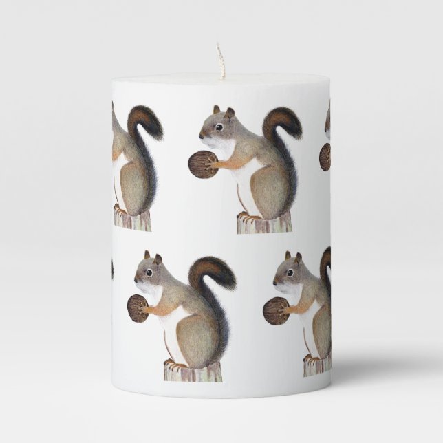 Squirrel Pillar Candle (Front)
