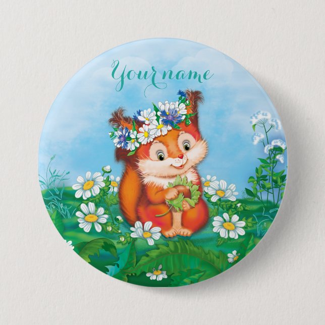 Squirrel Pinback Button (Front)