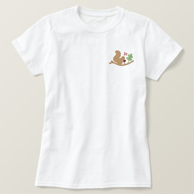 Squirrel Play Embroidered Shirt (Design Front)