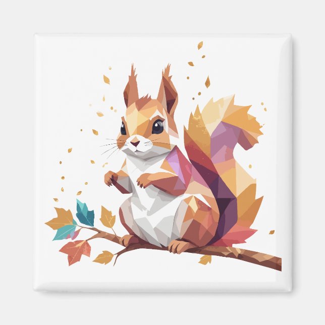 Squirrel Playful Adorable Fun Animal Colorful Cool Magnet (Front)