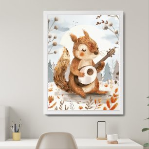 Squirrel Playing Banjo Nursery Wall Art