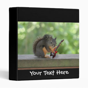 Squirrel Playing Electric Guitar 3 Ring Binder