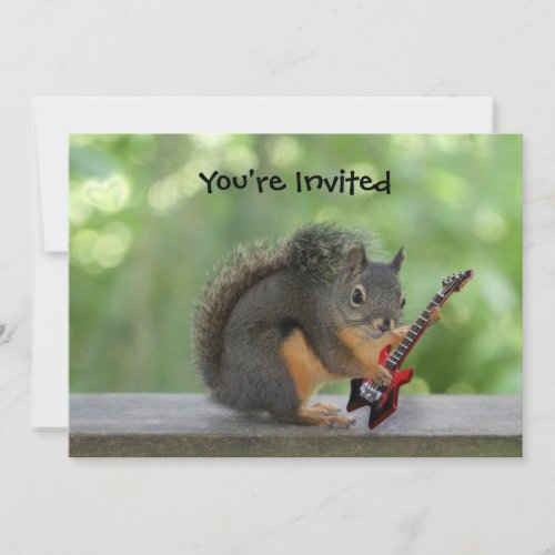 Squirrel Playing Electric Guitar Custom Invitations