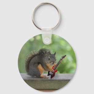 Squirrel Playing Electric Guitar Keychain