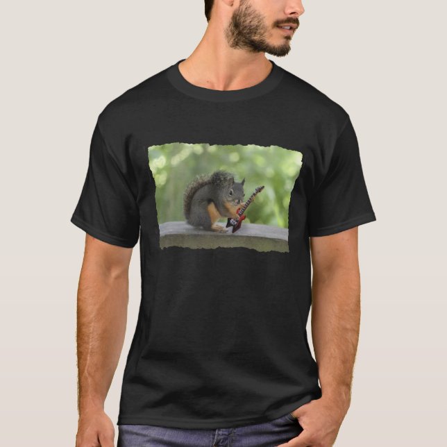 Squirrel Playing Electric Guitar T-Shirt (Front)