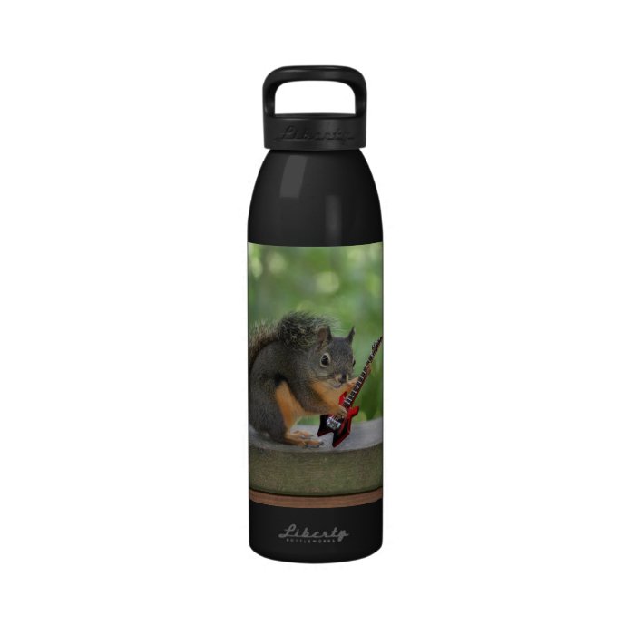 Squirrel Playing Electric Guitar Water Bottles